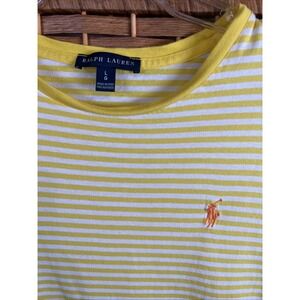 Yellow Striped Ralph Lauren Short Sleeve Shirt Womens Short Sleeve Y2K Sz L Pony